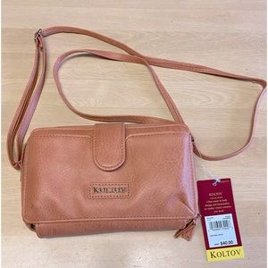 NWT Koltov Vegan Leather Jade Mini Crossbody Cellphone Holder & Double Zip Body